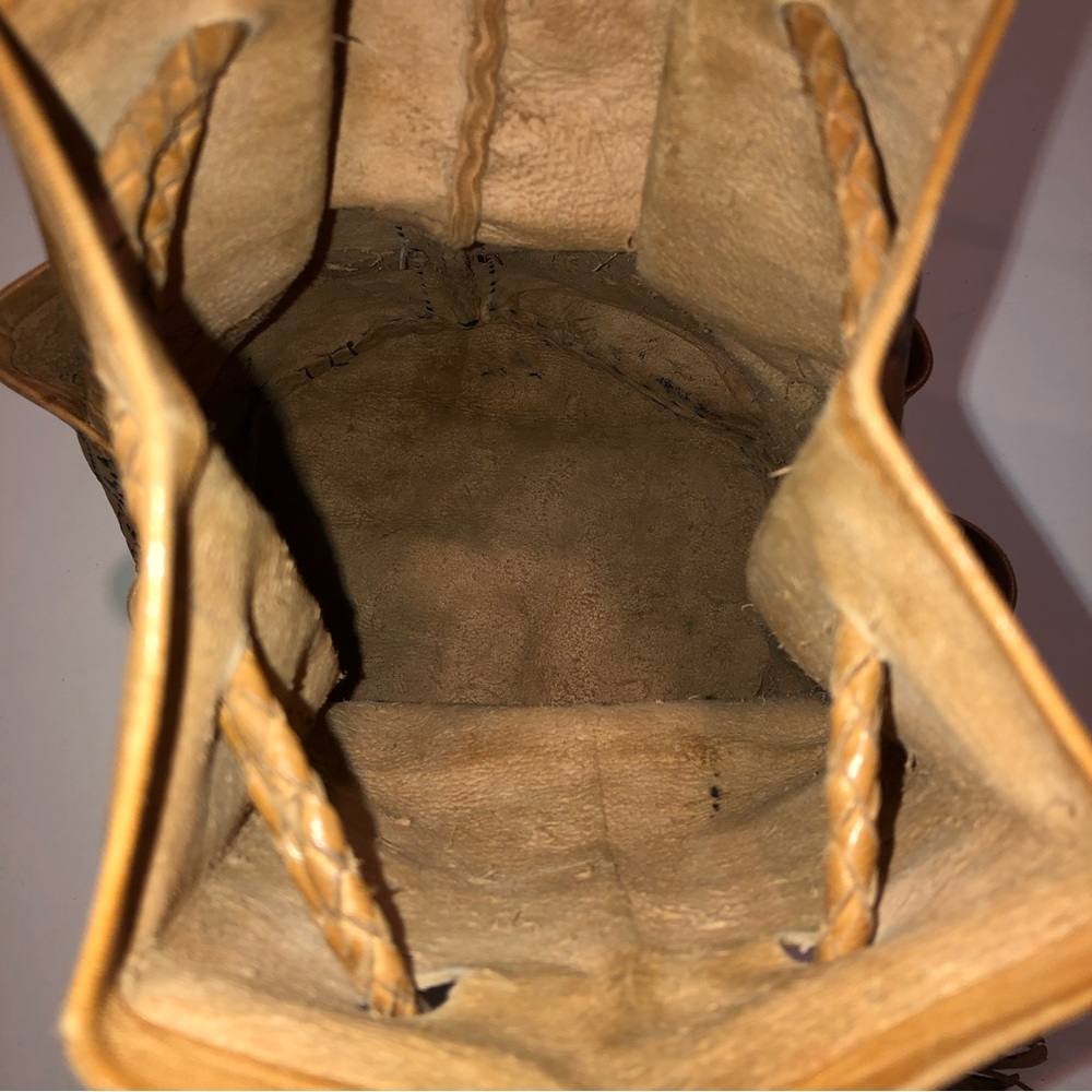 Handmade Leather Drawstring Backpack - Picture 6 of 12